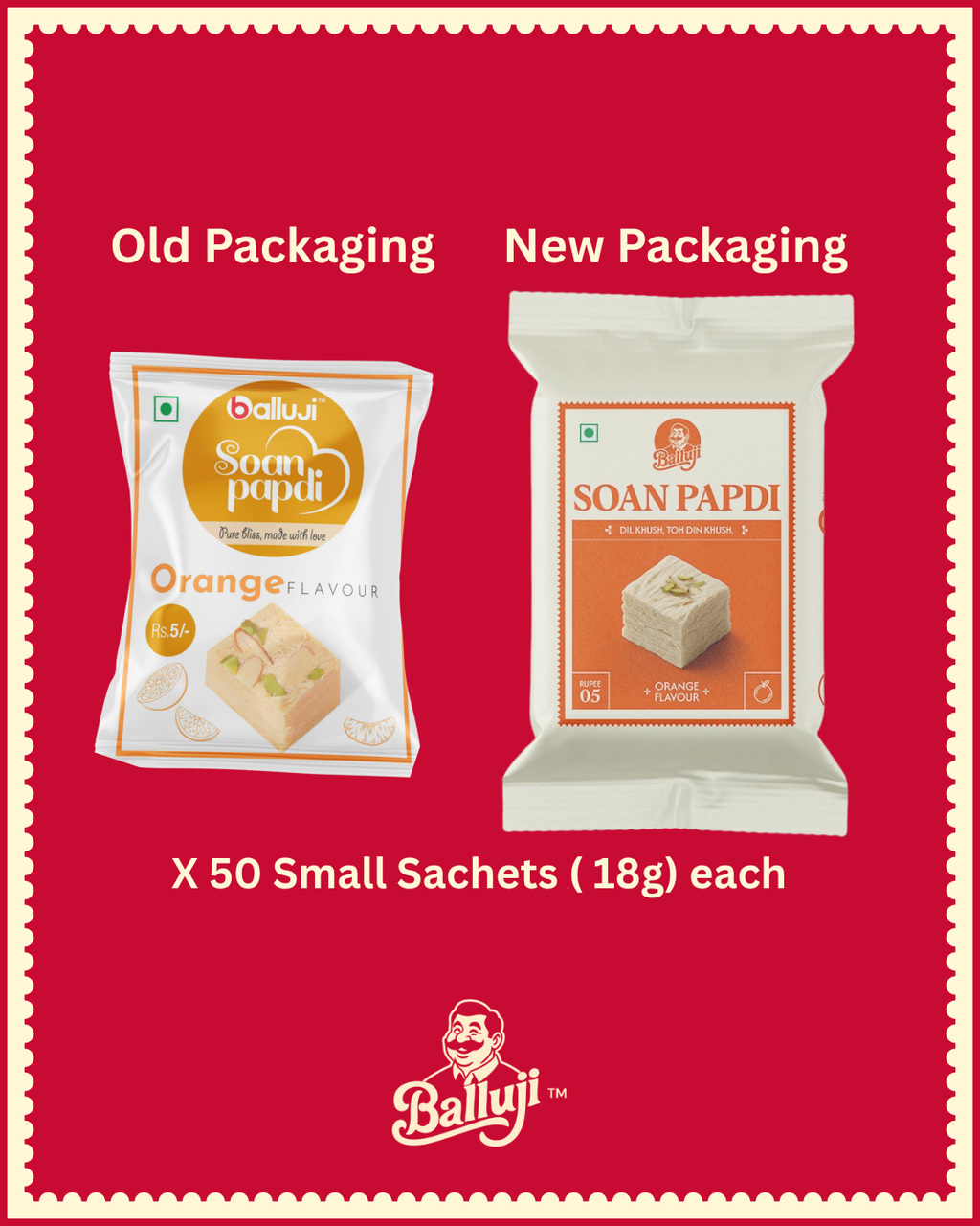 Orange Soan Papdi - 50 Pcs Box