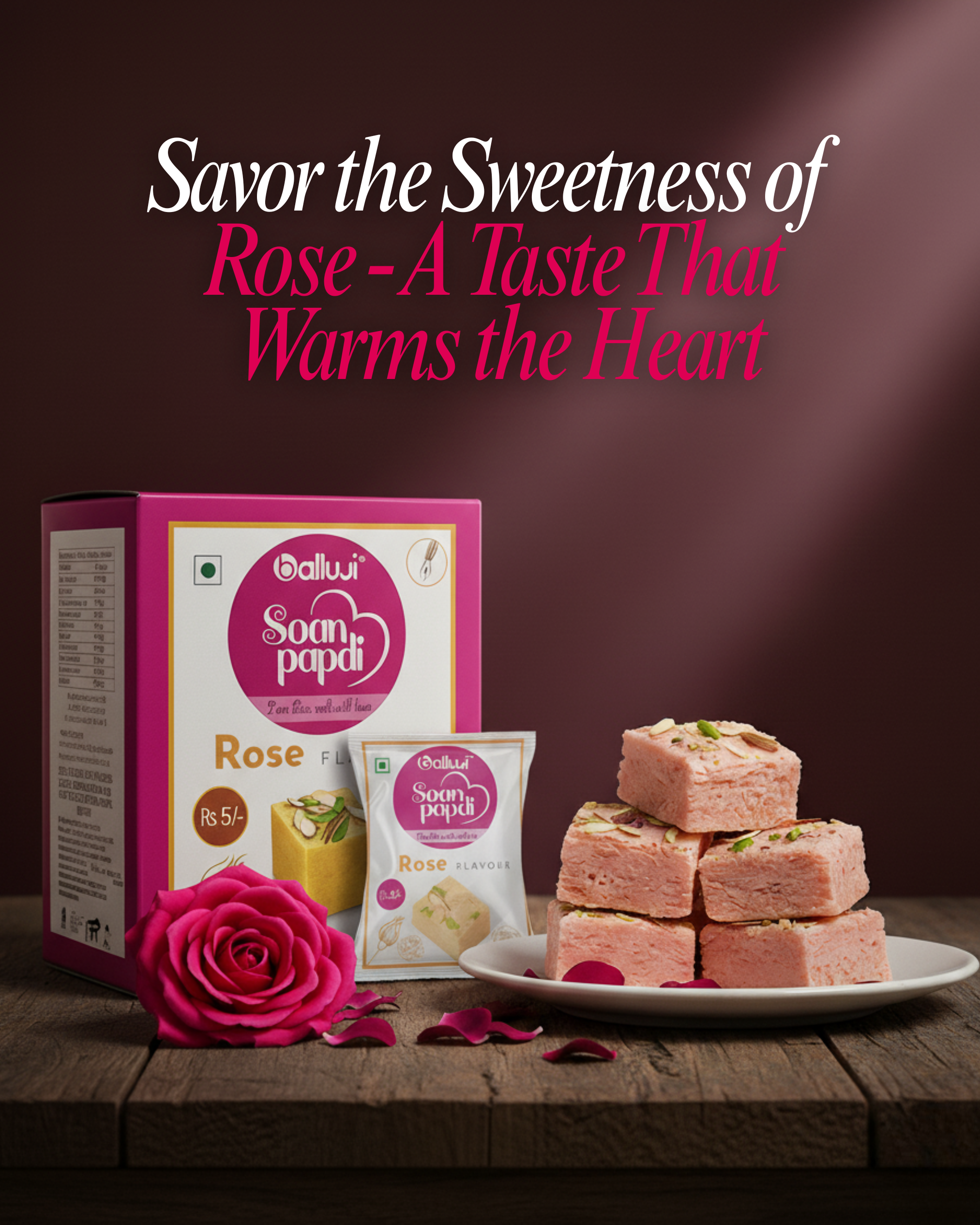 Rose Soan Papdi – Floral Delight in Every Bite