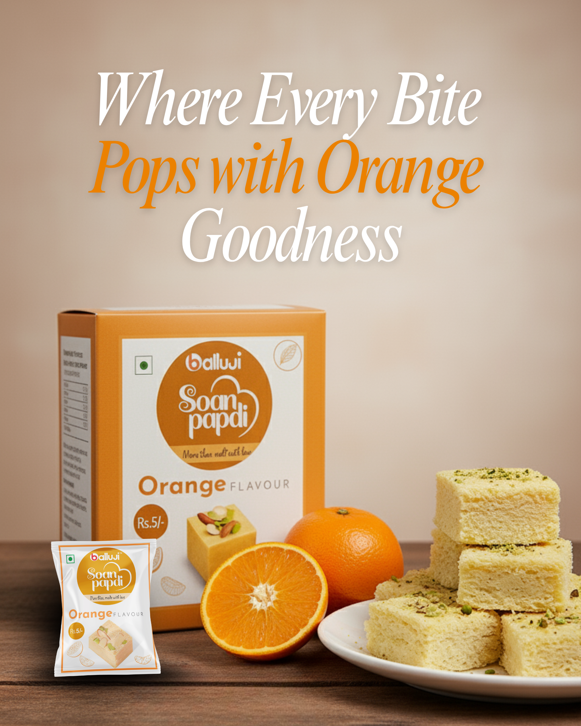 Orange Soan Papdi – A Zesty Twist on Mithai