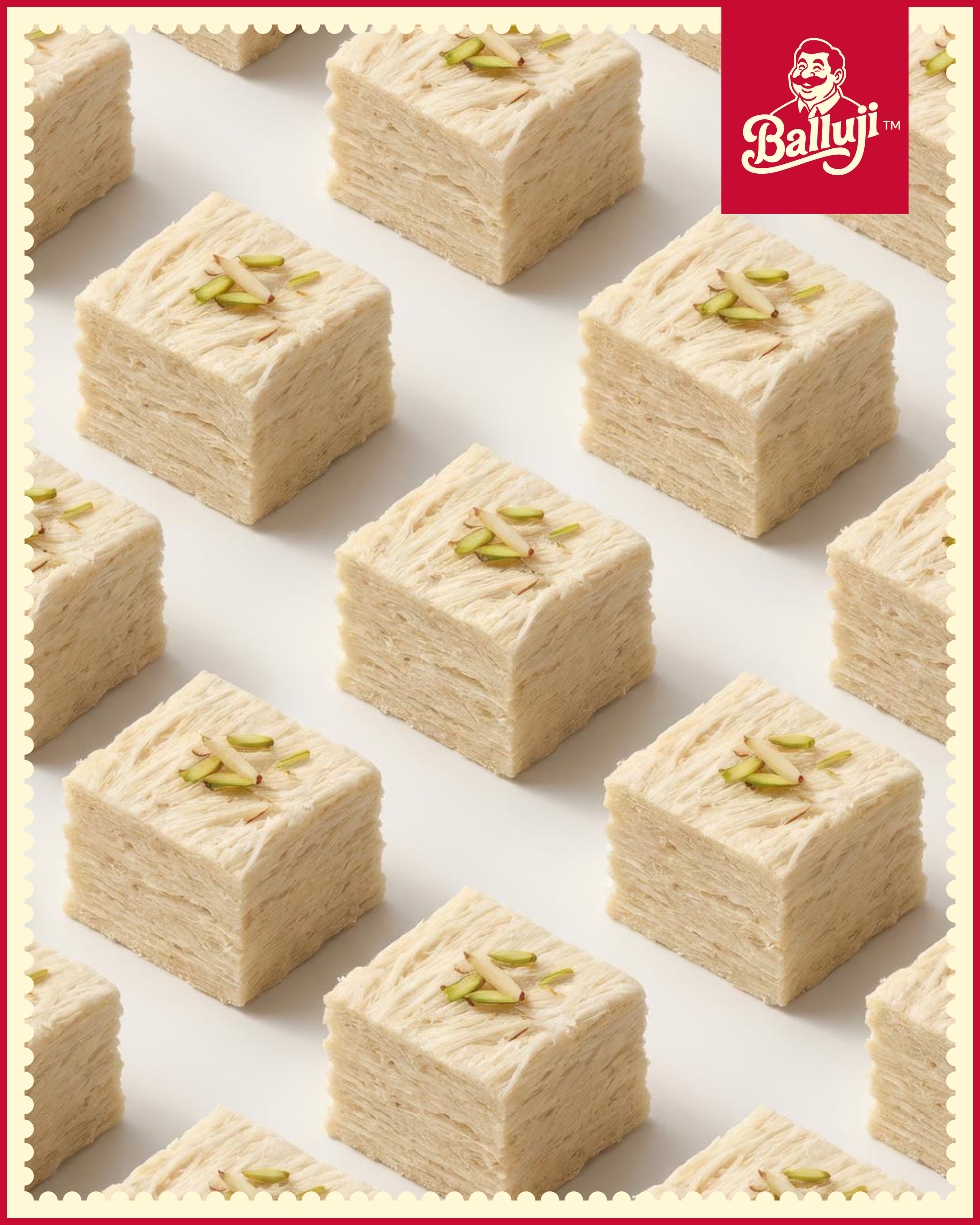 Orange Soan Papdi - 50 Pcs Box