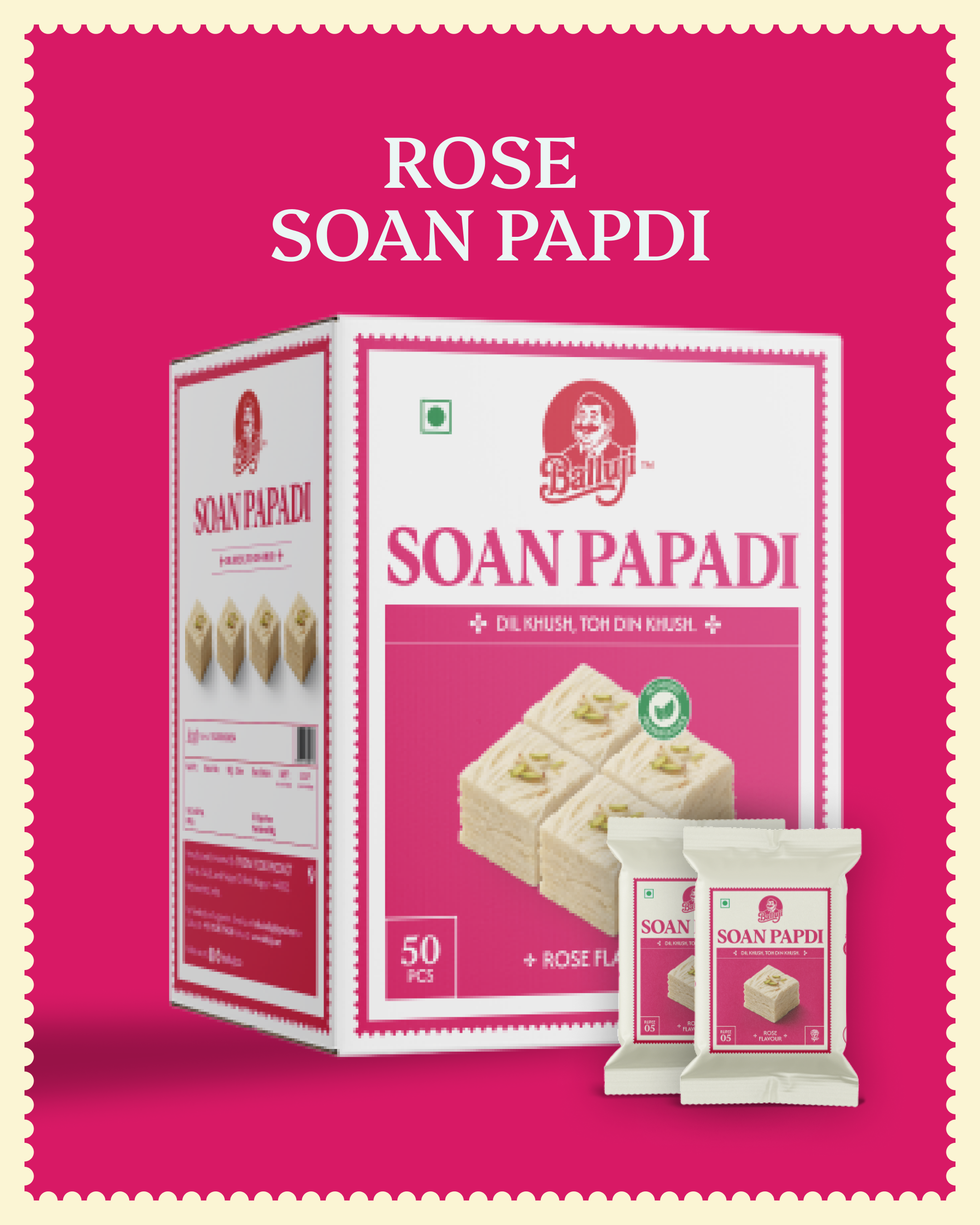 Rose Soan Papdi - 50 Pcs Box