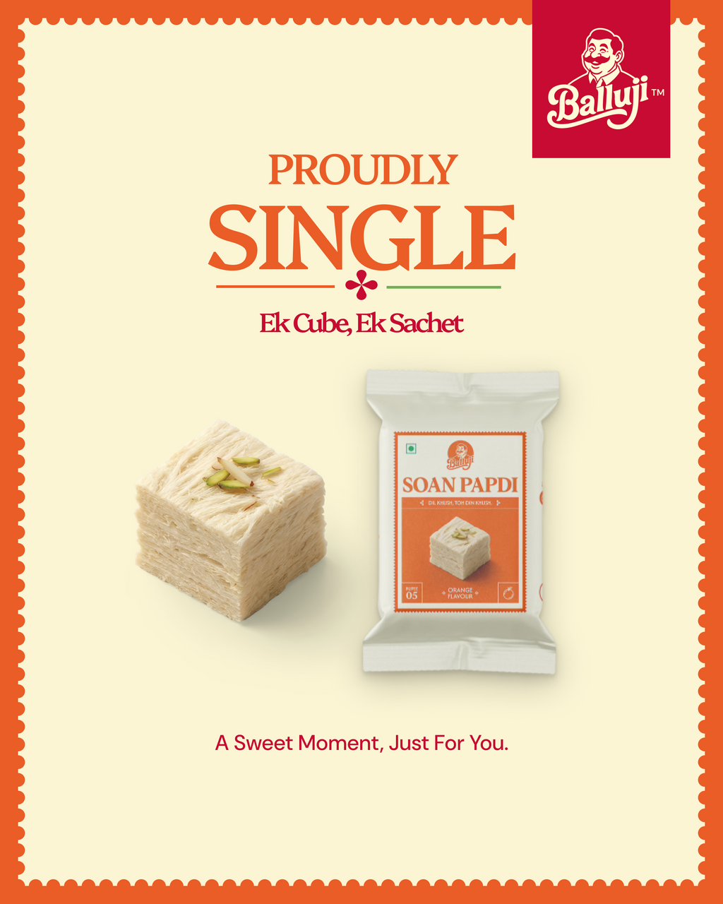 Orange Soan Papdi - 50 Pcs Box