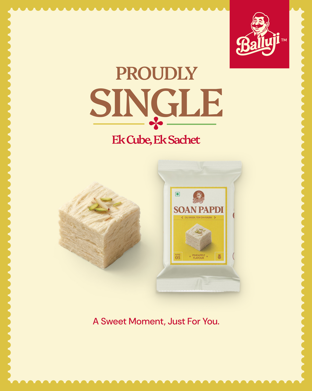 Pineapple Soan Papdi - 50 Pcs Box