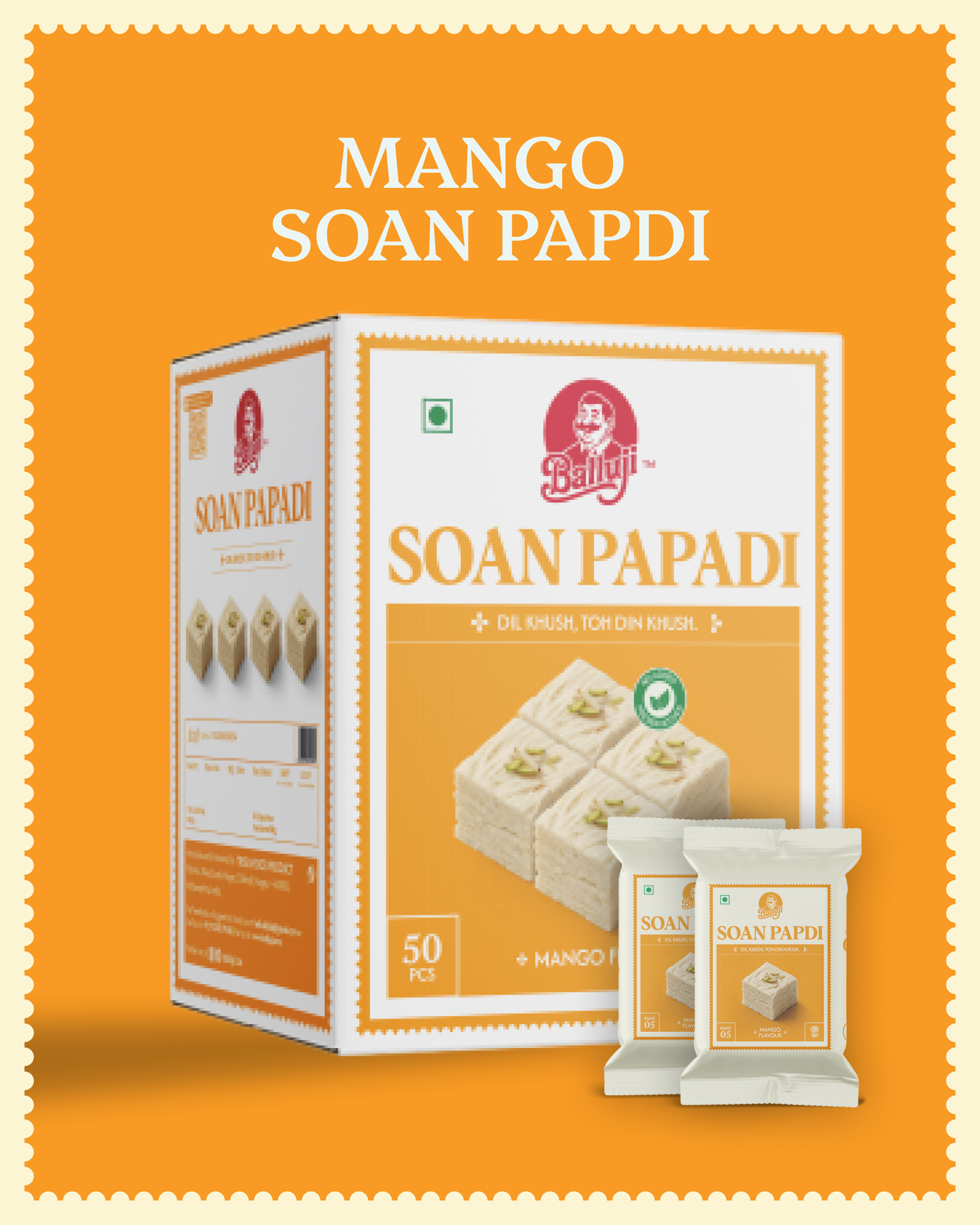 Mango Soan Papdi - 50 Pcs Box